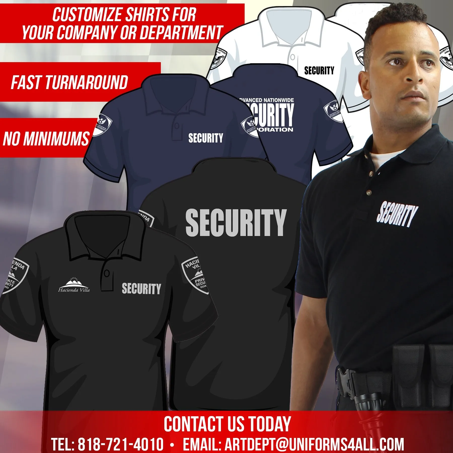 100% Polyester Pro-Dry Security Polo Shirts