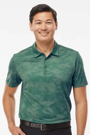 Adidas Mens Camo Moisture Wicking Short Sleeve Polo Shirt - Green Oxide