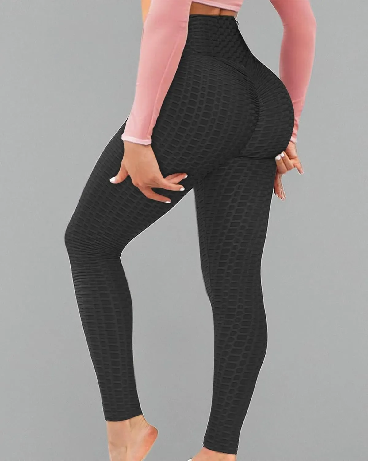 AIMILIA Butt Lifting Anti Cellulite Leggings for Women High Waisted Yoga Pants Workout Tummy Control Sport Tights
