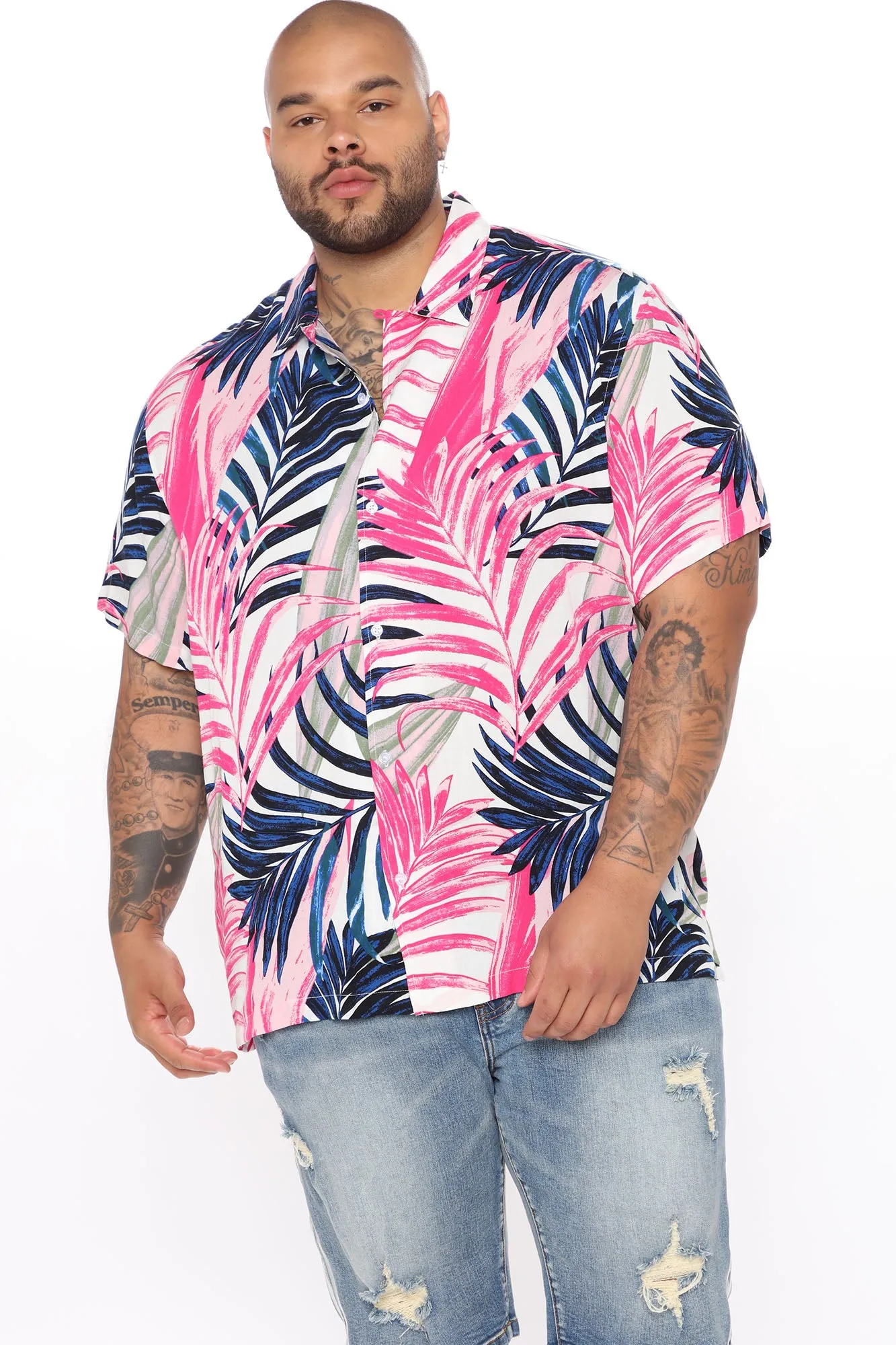 Andrew Short Sleeve Woven Top - White/combo