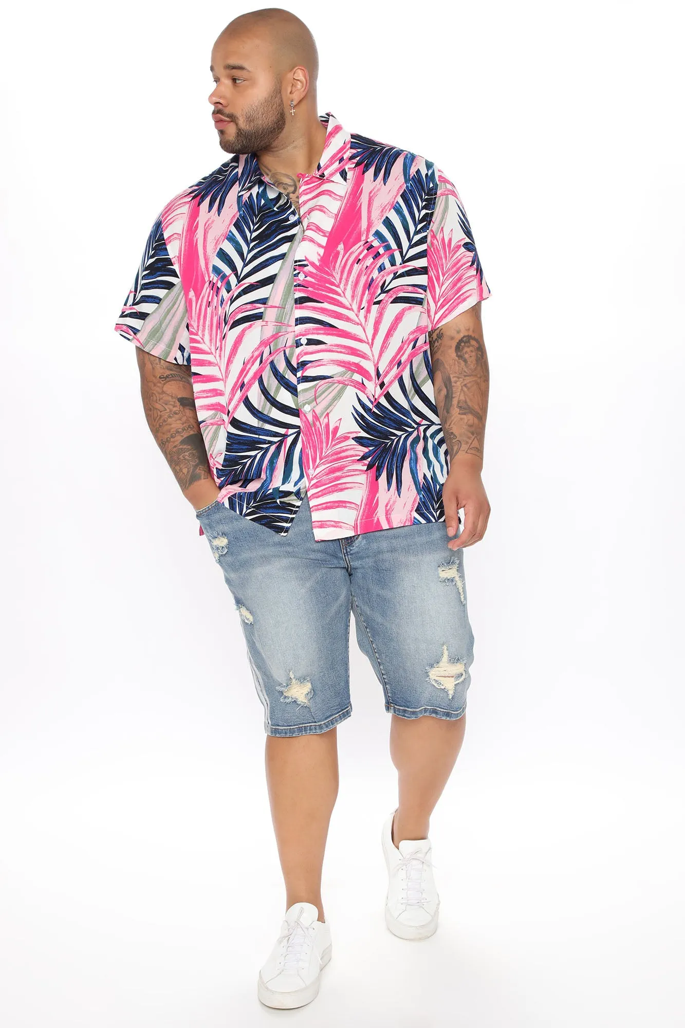 Andrew Short Sleeve Woven Top - White/combo