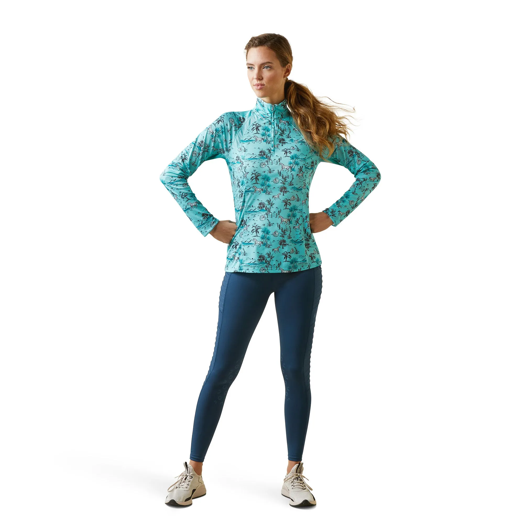 Ariat Ladies Sunstopper Blue Oasis 1/4 Zip Baselayer Pullover 10043598