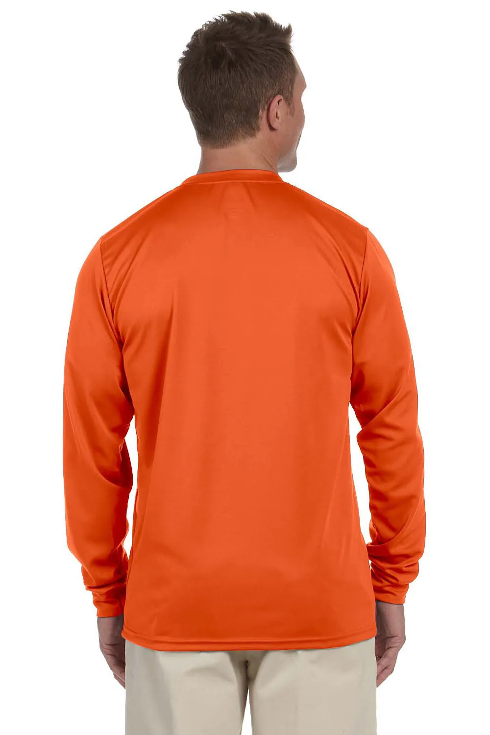 Augusta Sportswear Mens Moisture Wicking Long Sleeve Crewneck T-Shirt - Orange