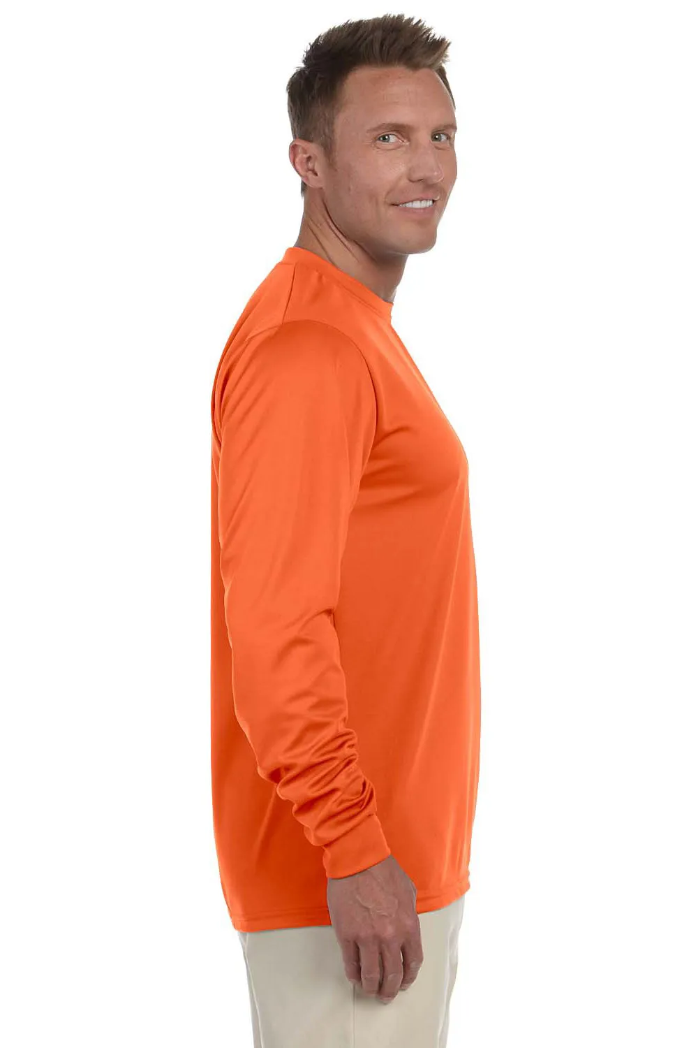 Augusta Sportswear Mens Moisture Wicking Long Sleeve Crewneck T-Shirt - Orange