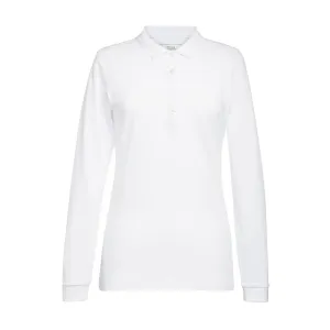 BA141-XL Brook Taverner Anna Womens Long Sleeve Polo Shirt White Size XL