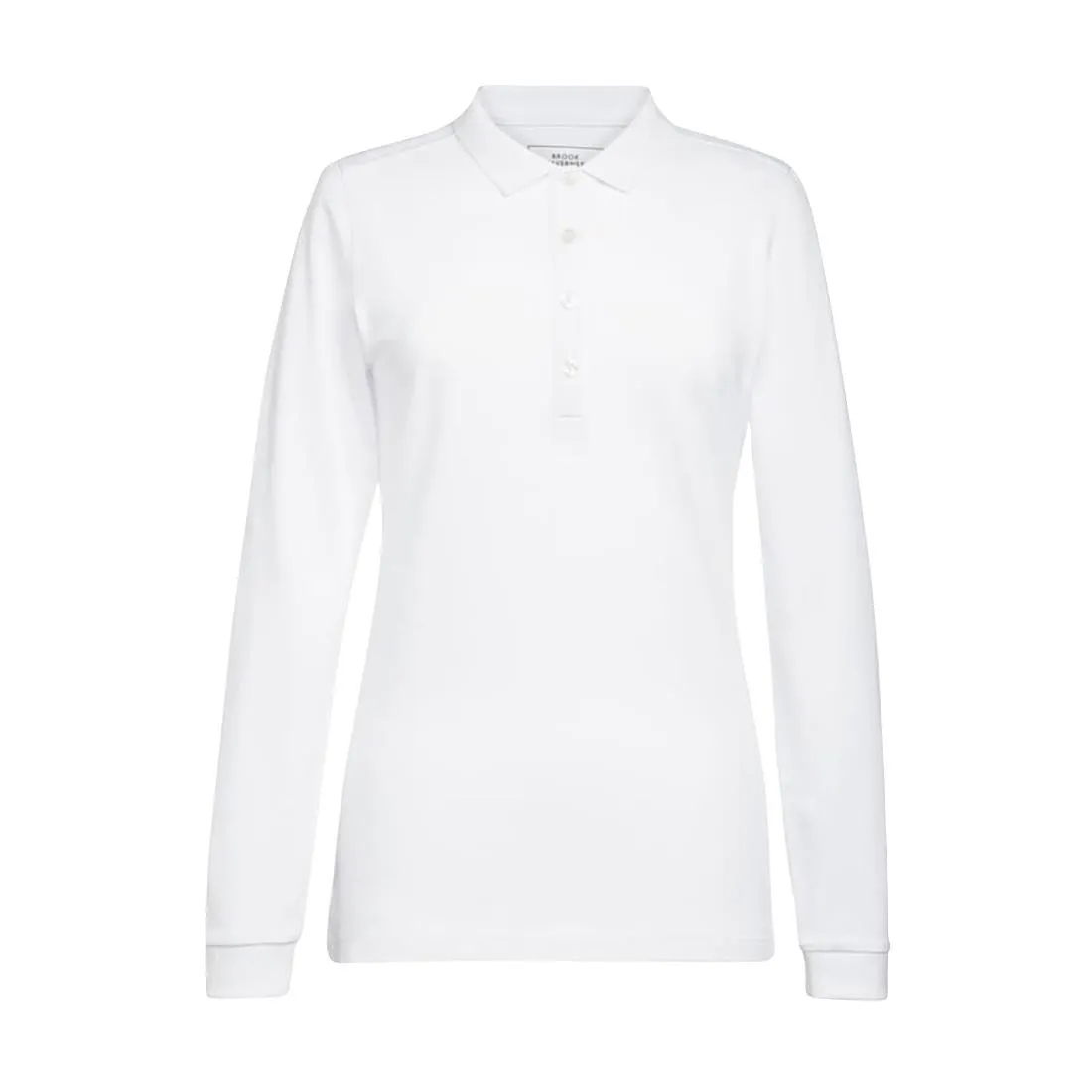 BA141-XL Brook Taverner Anna Womens Long Sleeve Polo Shirt White Size XL