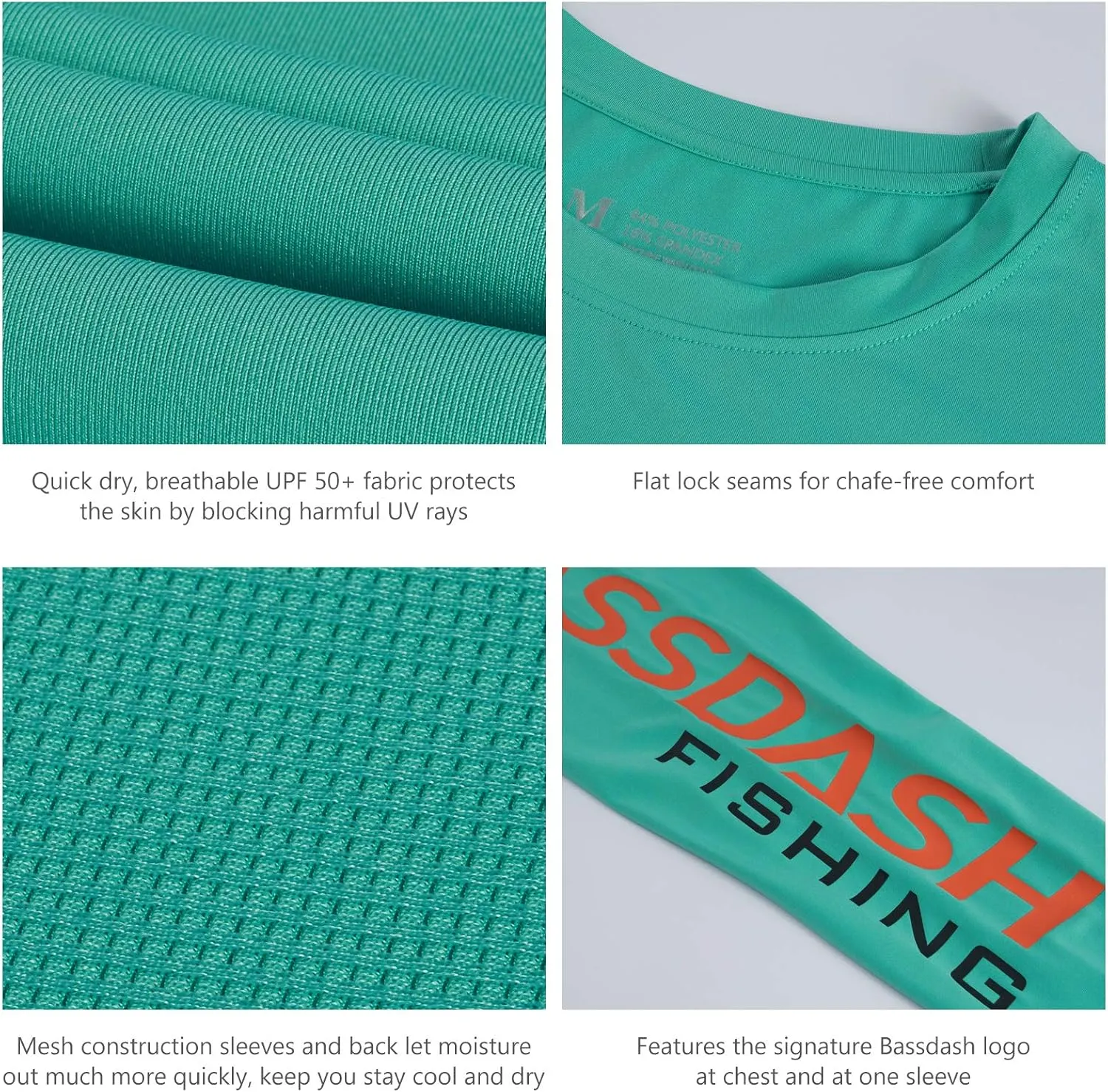 BASSDASH Fishing T Shirts for Men UV Sun Protection UPF 50  Long Sleeve Tee T-Shirt