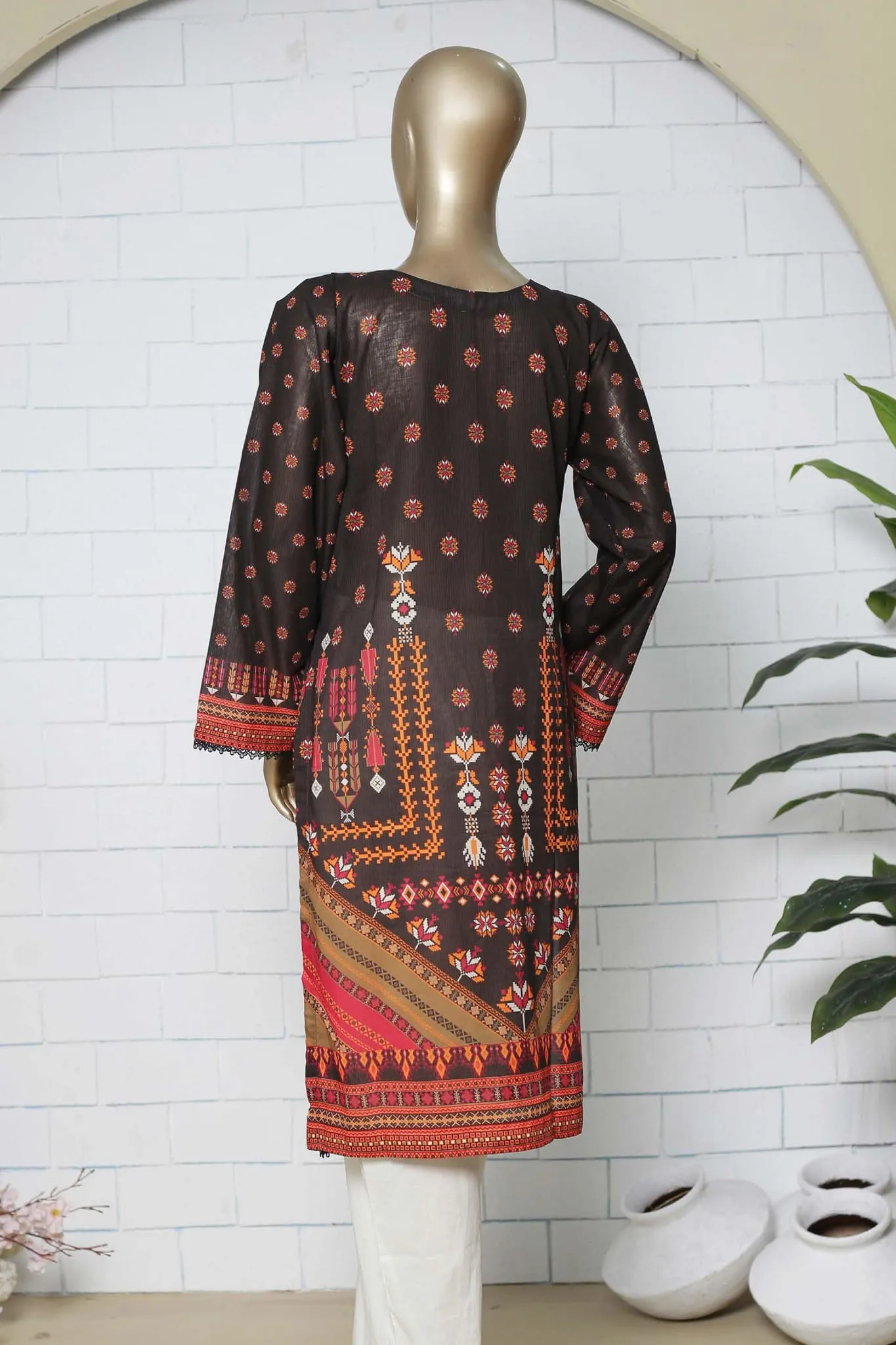 Bin Saeed Stitched Eid Embroidered Shirts Collection'2023-SMLSF-31-Brown