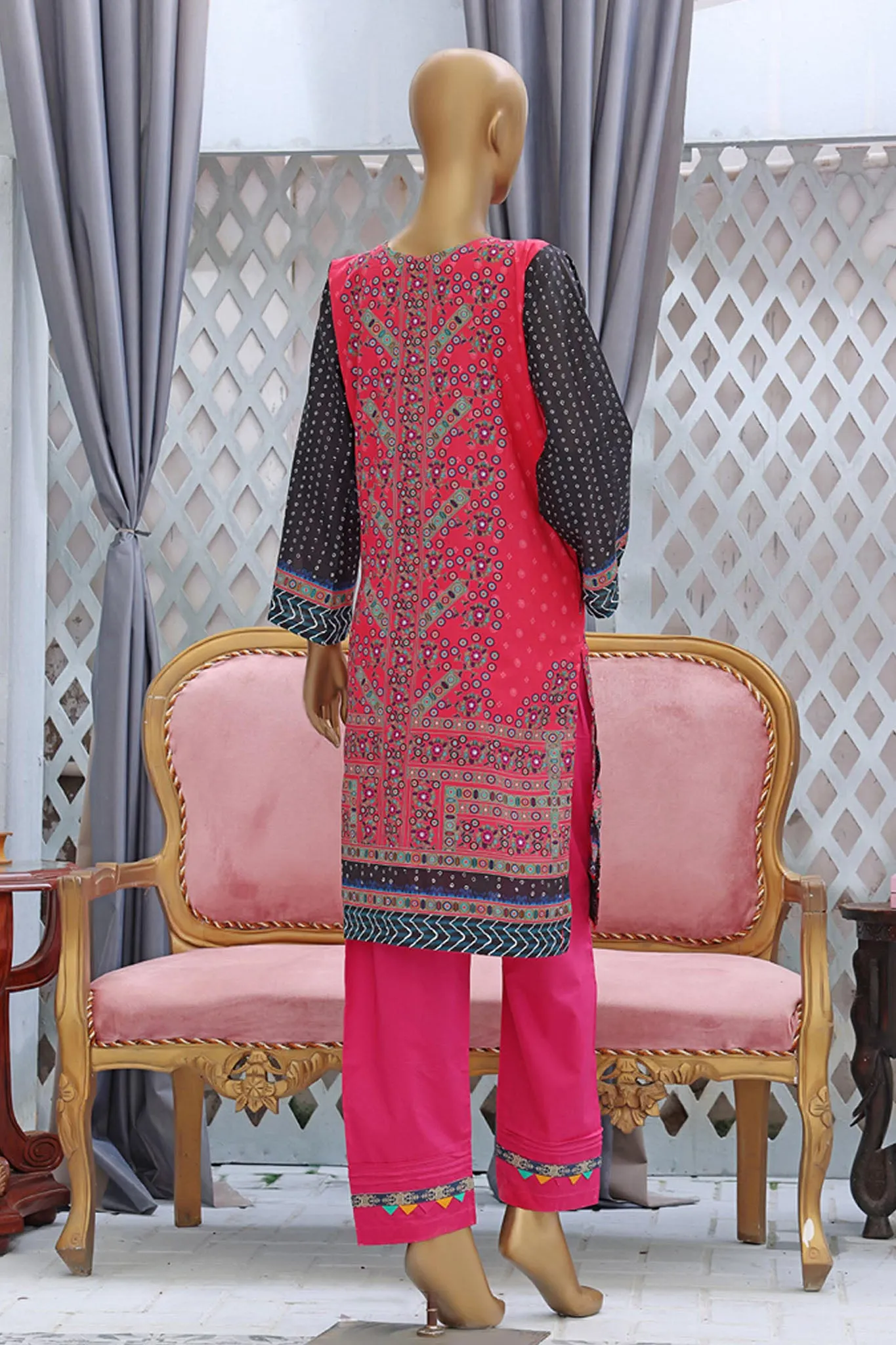 Bin Saeed Stitched Embroidered Lawn Shirts Collection'2022-L-022-Pink