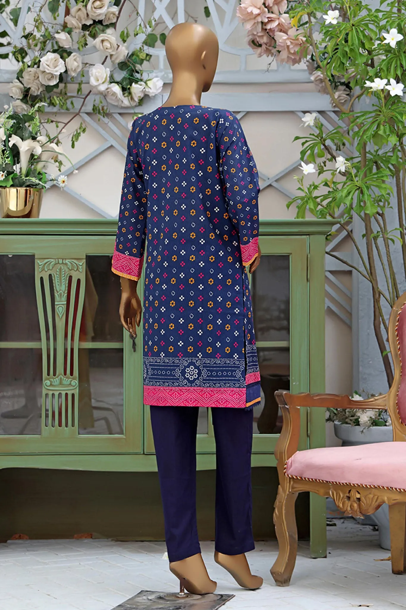 Bin Saeed Stitched Embroidered Lawn Shirts Collection'2022-L-024-Blue