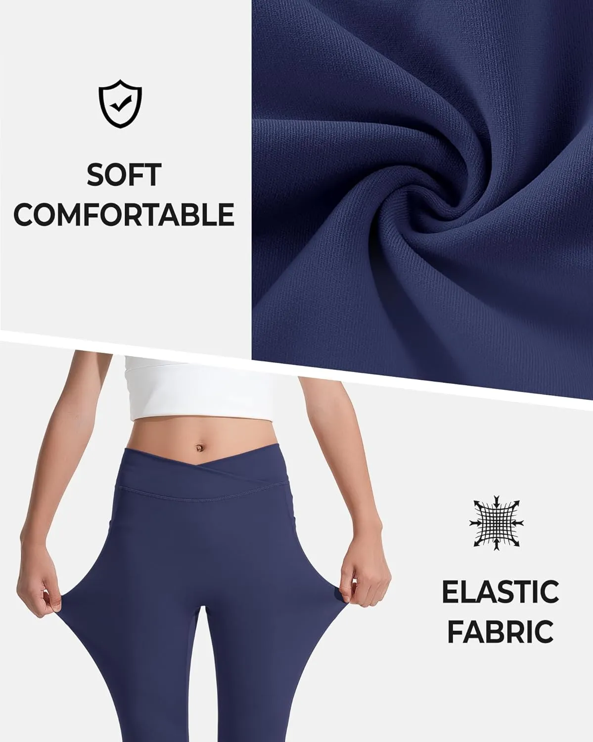 BOOPH Girls Flare Leggings with Pockets Cross-Waist High Waisted Yoga Pants Bell Bottoms Athletic Pants