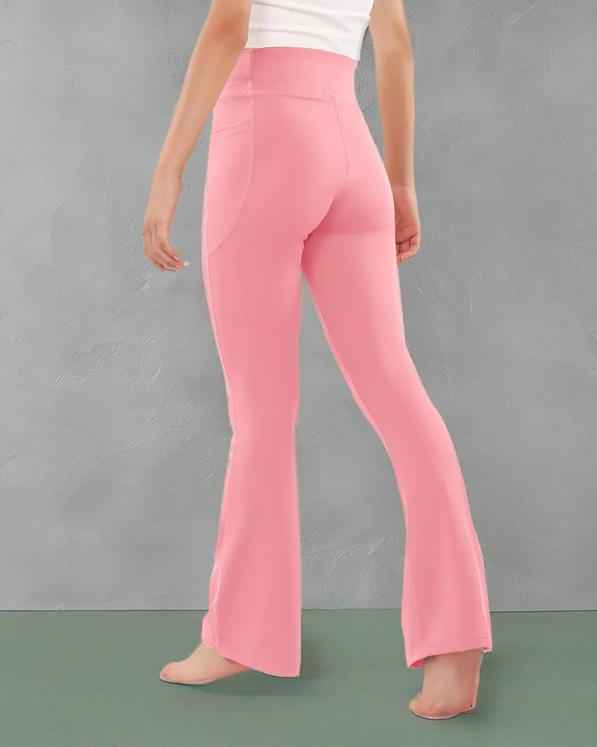 BOOPH Girls Flare Leggings with Pockets Cross-Waist High Waisted Yoga Pants Bell Bottoms Athletic Pants