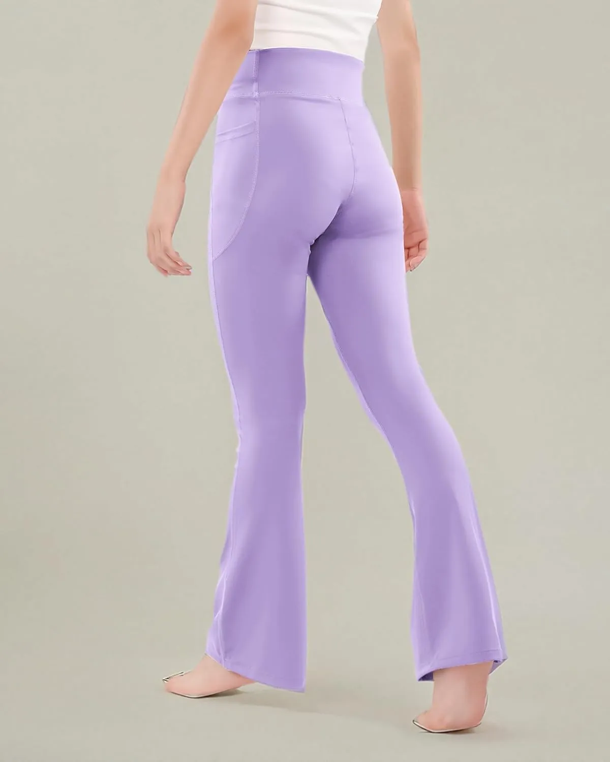 BOOPH Girls Flare Leggings with Pockets Cross-Waist High Waisted Yoga Pants Bell Bottoms Athletic Pants