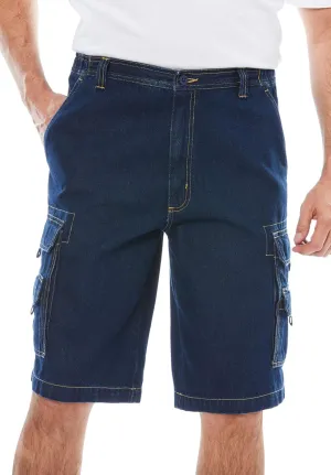 Boulder Creek by Kingsize Men's Big & Tall 12" Side Elastic Denim Cargo Shorts