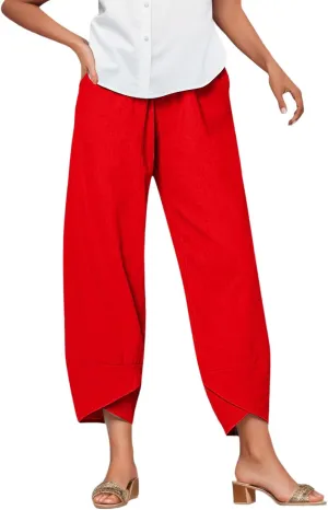 Capri Pants for Women Palazzo Lounge Pants Wide Leg Printed Cropped Bottoms Baggy Trousers Sweatpants with Pockets