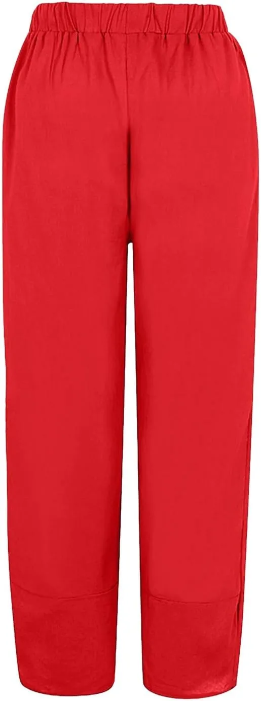 Capri Pants for Women Palazzo Lounge Pants Wide Leg Printed Cropped Bottoms Baggy Trousers Sweatpants with Pockets