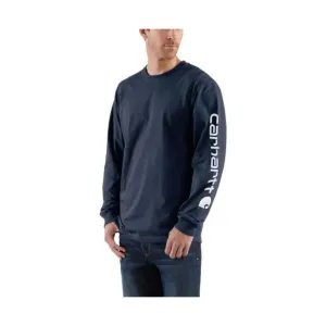 Carhartt Men's Long Sleeve Graphic Logo T-Shirt - Navy
