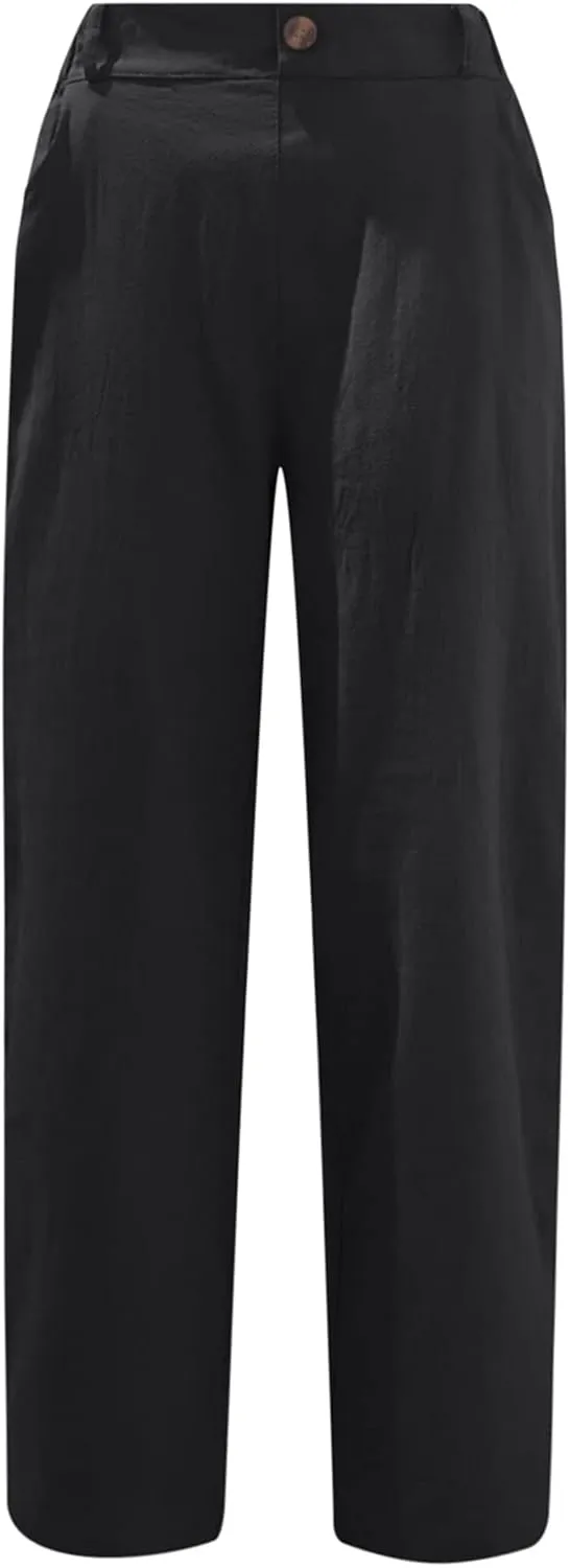 Ceboyel Womens Cotton Linen Capri Pants Cute Summer Capris Dressy Casual Trousers Boho Resort Wear with Pockets 2023