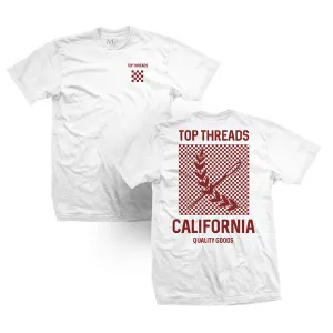 Check Tee - White/Burgundy