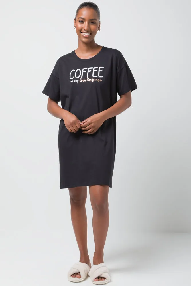 Coffee Sleepshirt Black