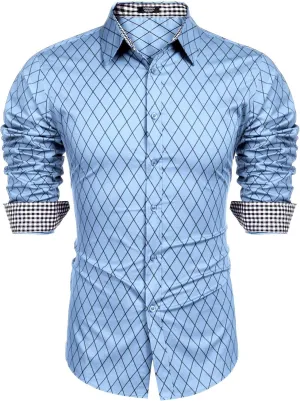COOFANDY Men's Business Dress Shirt Long Sleeve Slim Fit Casual Button Down Shirt