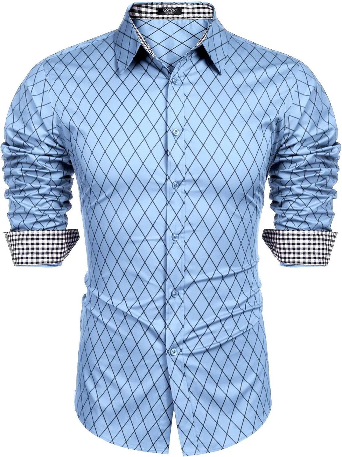 COOFANDY Men's Business Dress Shirt Long Sleeve Slim Fit Casual Button Down Shirt