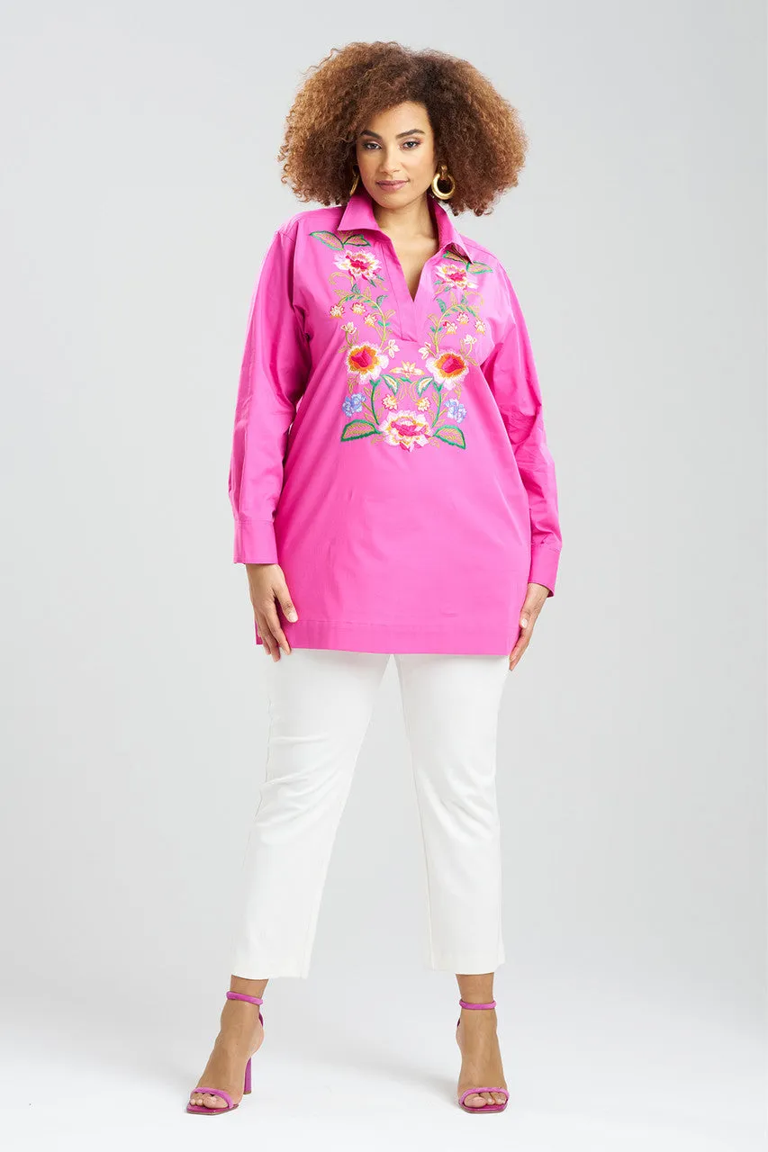 Cotton Poplin Embroidered Oversized Top