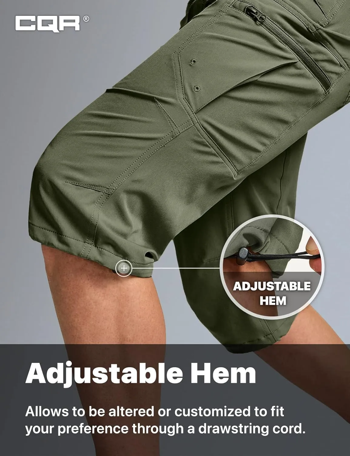 CQR Mens Quick-Dry Stretch Hiking Cargo Shorts  Lightweight Water-Resistant Tactical Casual, Golf & Outdoor with Pockets