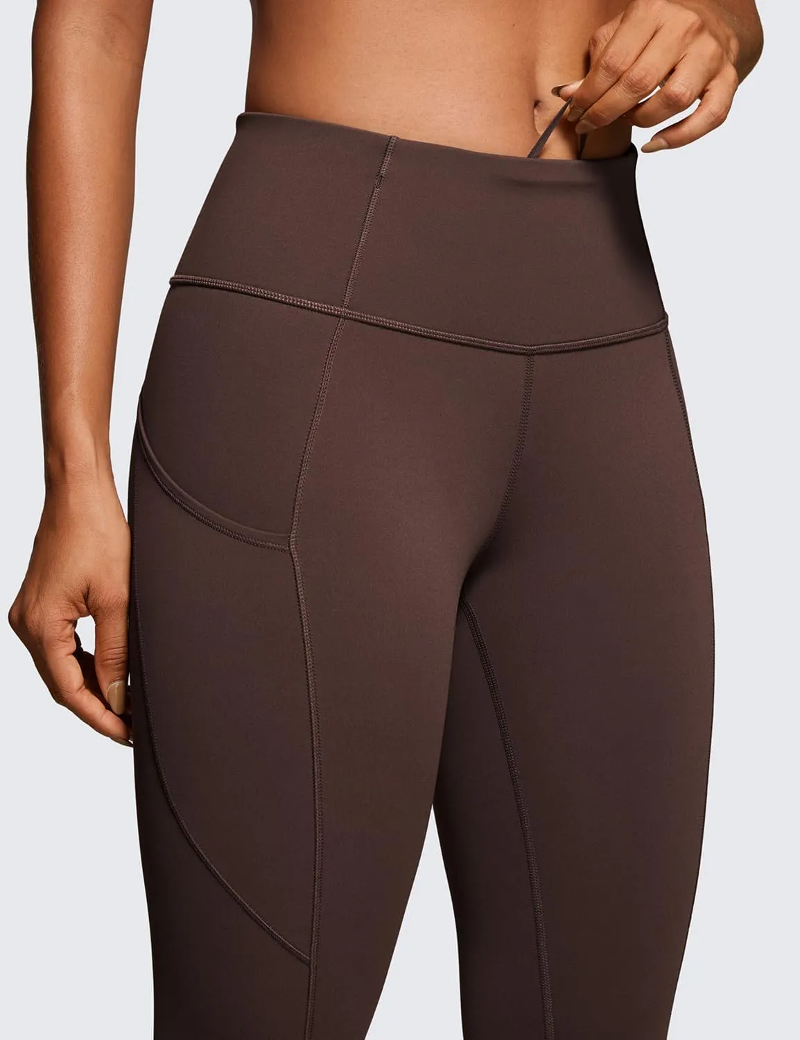 CRZ YOGA Women's Naked Feeling Workout Leggings 25 Inches - High Waisted Yoga Pants with Side Pockets Running Tights