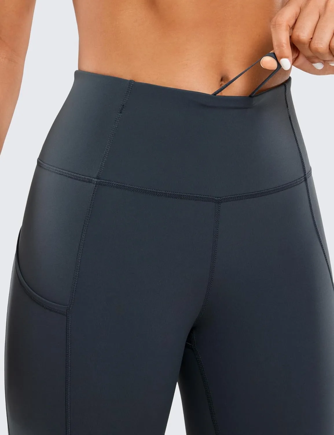 CRZ YOGA Women's Naked Feeling Workout Leggings 25 Inches - High Waisted Yoga Pants with Side Pockets Running Tights