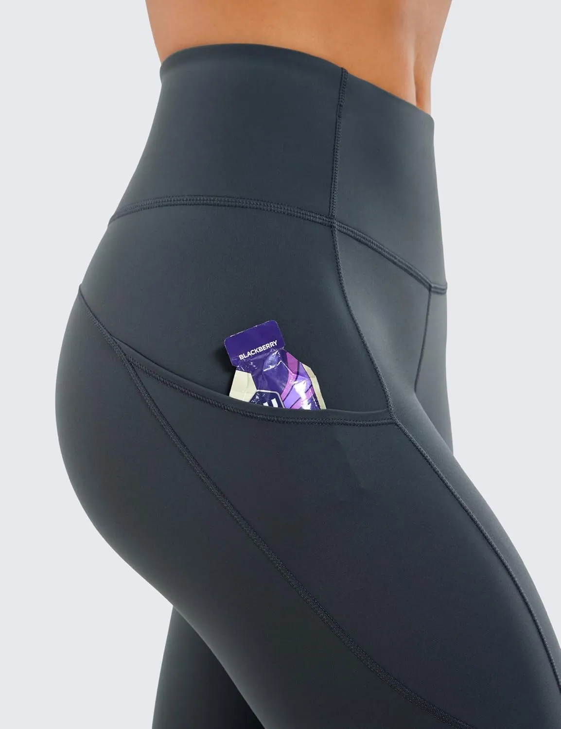 CRZ YOGA Women's Naked Feeling Workout Leggings 25 Inches - High Waisted Yoga Pants with Side Pockets Running Tights