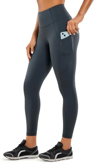 CRZ YOGA Women's Naked Feeling Workout Leggings 25 Inches - High Waisted Yoga Pants with Side Pockets Running Tights