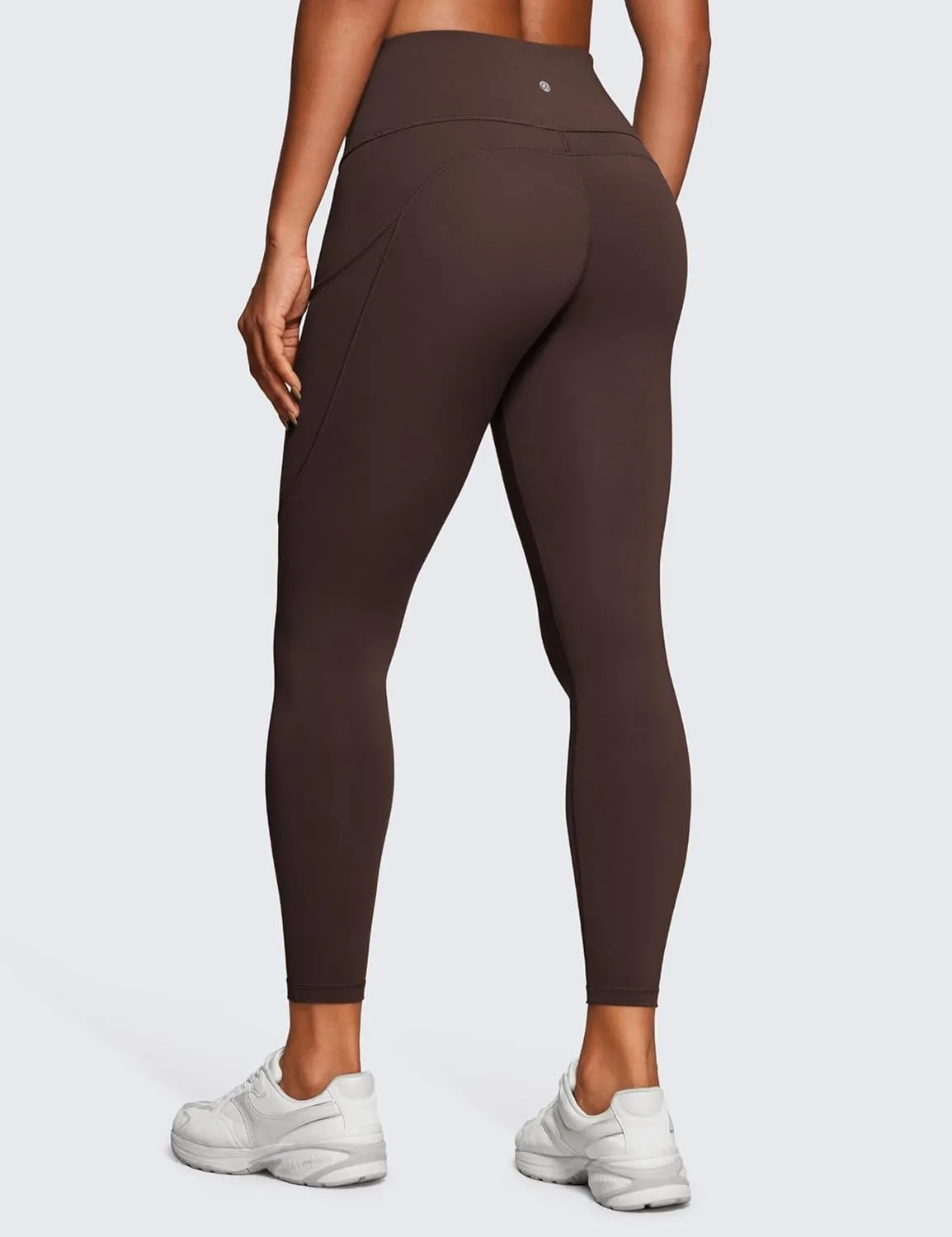CRZ YOGA Women's Naked Feeling Workout Leggings 25 Inches - High Waisted Yoga Pants with Side Pockets Running Tights