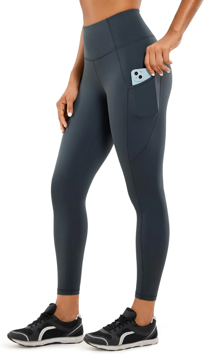 CRZ YOGA Women's Naked Feeling Workout Leggings 25 Inches - High Waisted Yoga Pants with Side Pockets Running Tights