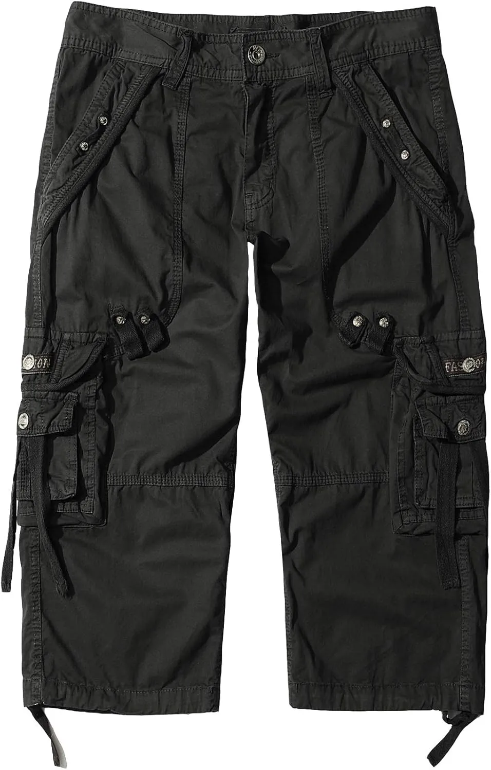 DONGD Mens Cargo Shorts Cotton 3/4 Loose Fit Below Knee Capri Cargo Short
