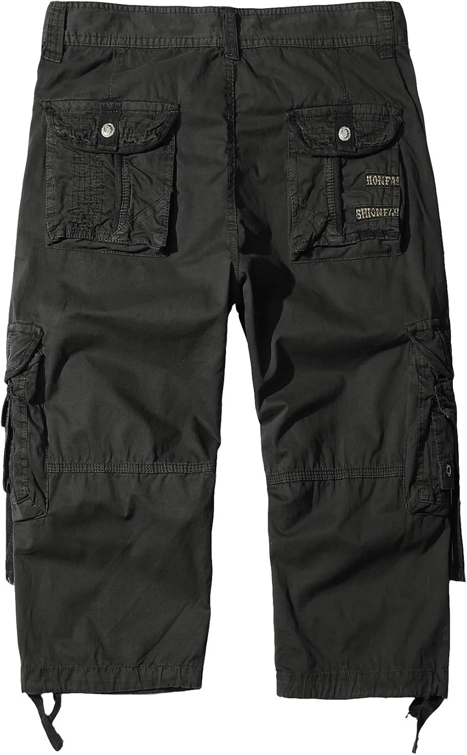 DONGD Mens Cargo Shorts Cotton 3/4 Loose Fit Below Knee Capri Cargo Short