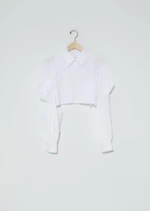 Draped Sleeve Cropped Shirt — White