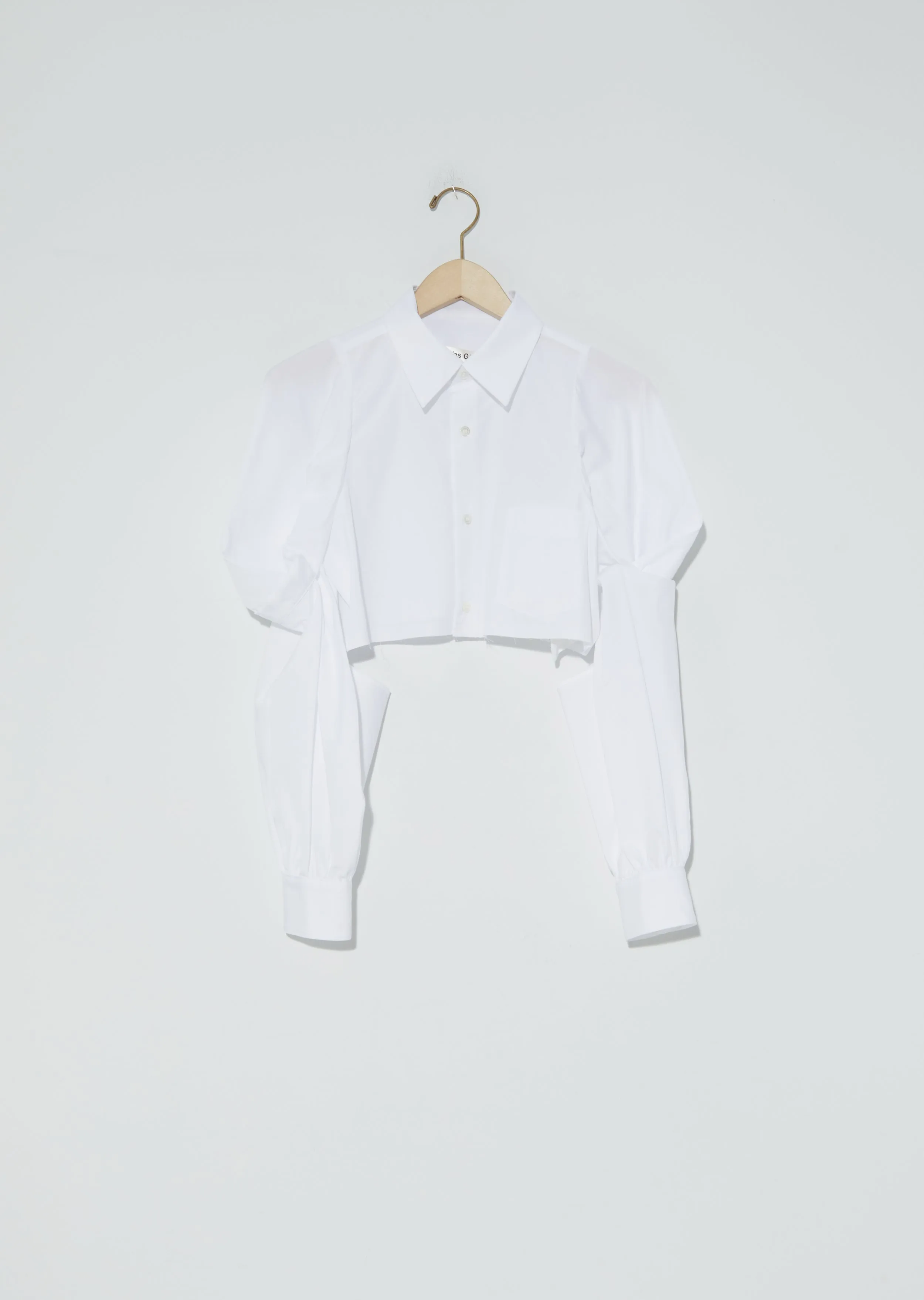 Draped Sleeve Cropped Shirt — White