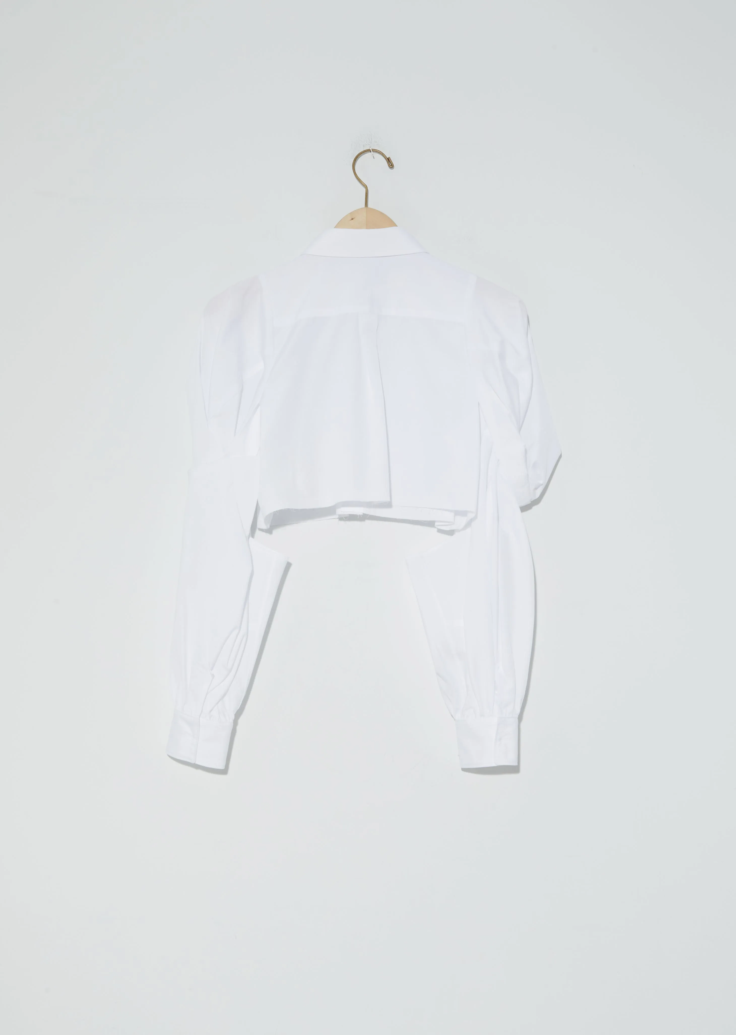 Draped Sleeve Cropped Shirt — White