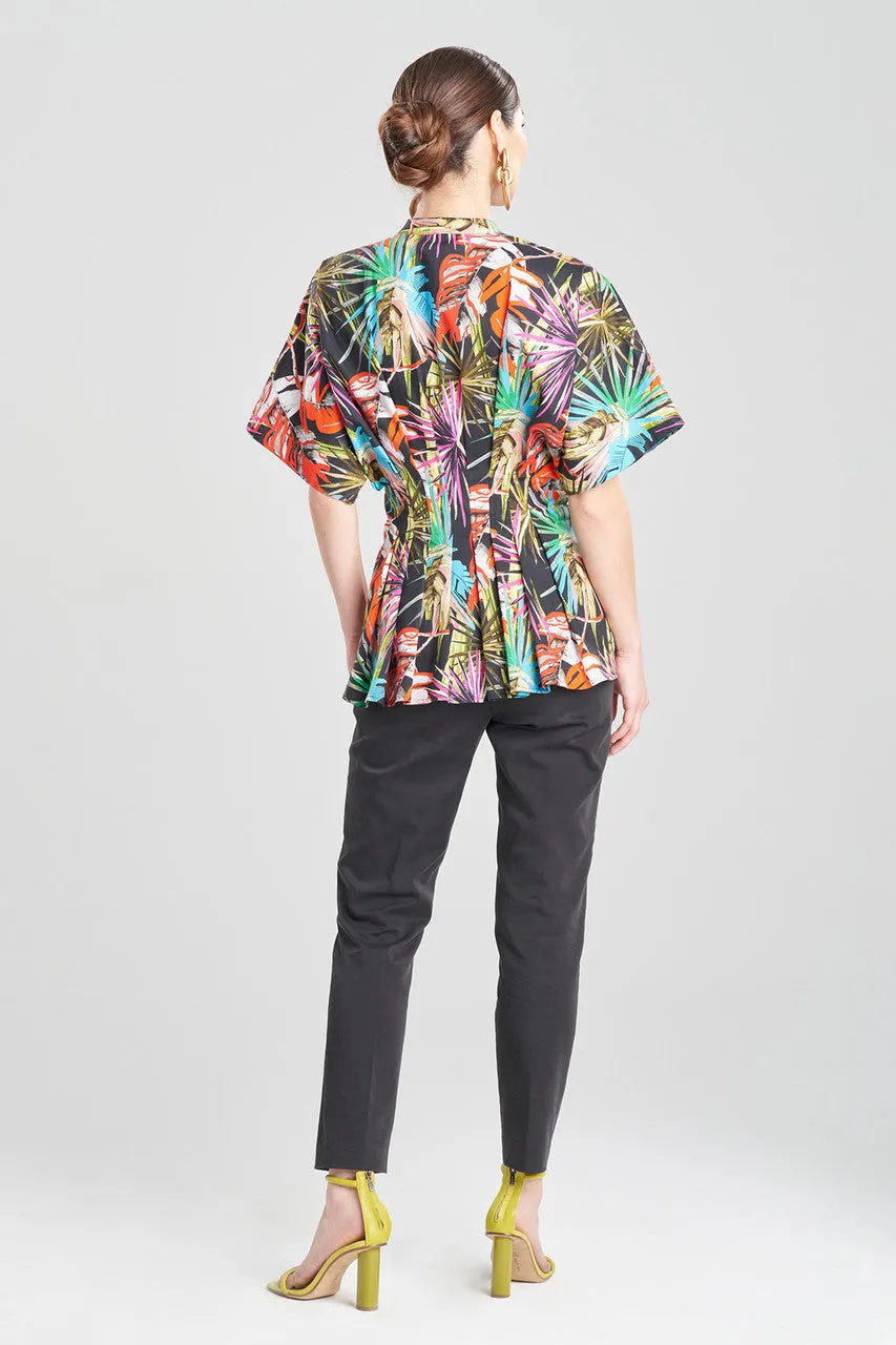 El Nido Cotton Poplin Mandarin Pleated Top