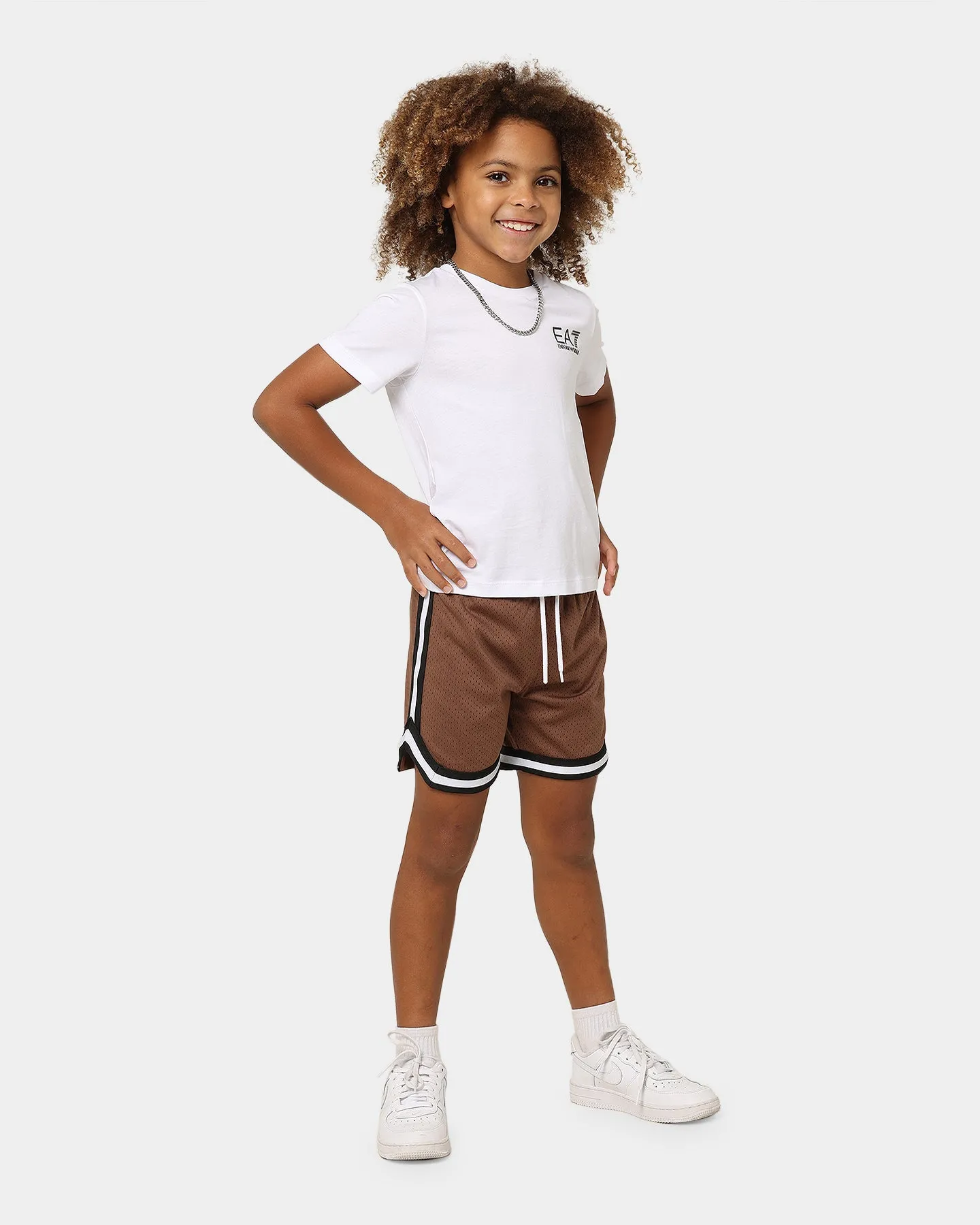 EN ES Kid's Mini Basketball Shorts Brown