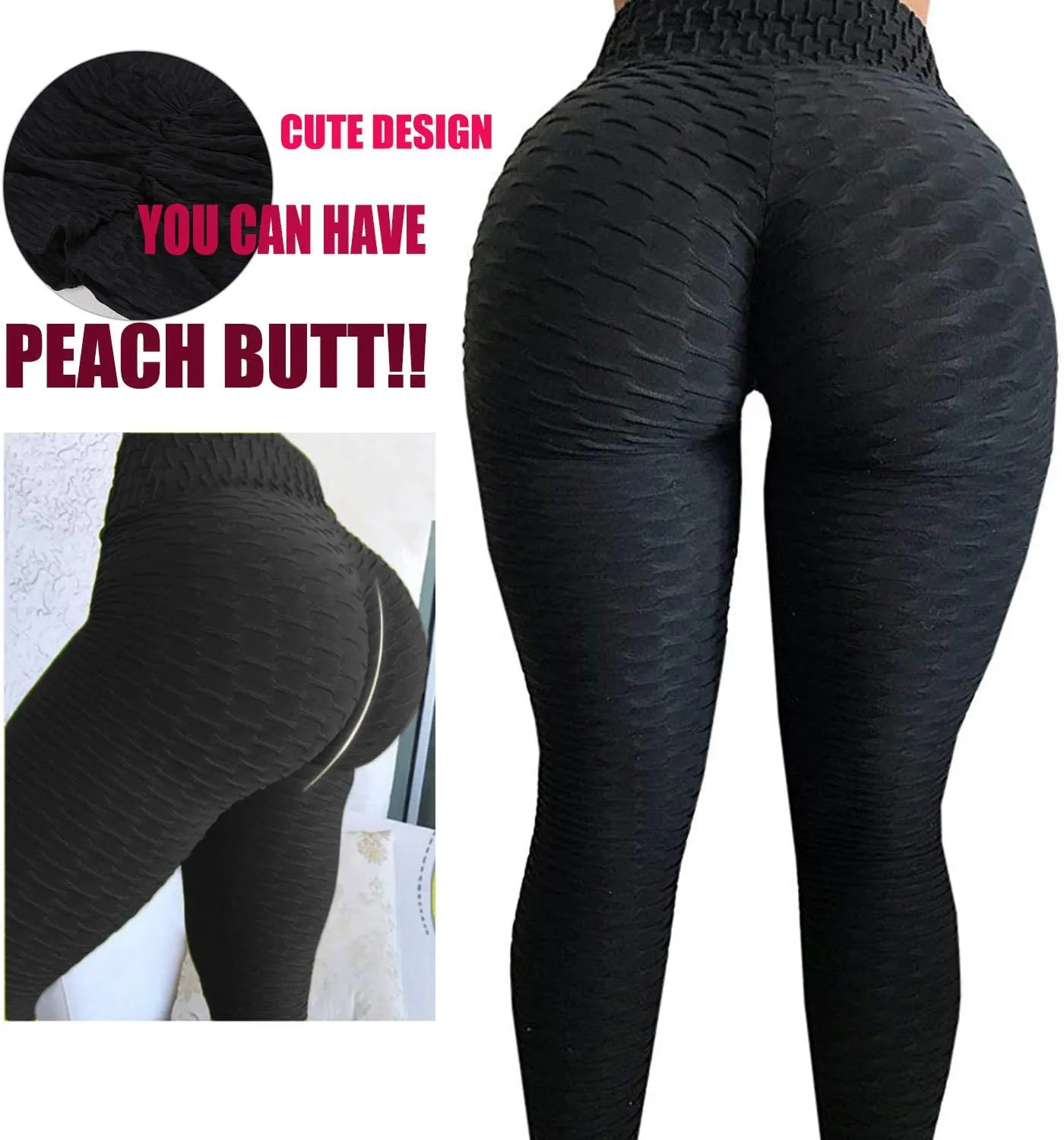 FITTOO Womens High Waisted Yoga Pants Tummy Control Scrunched Booty Leggings Workout Running Butt Lift Textured Tights