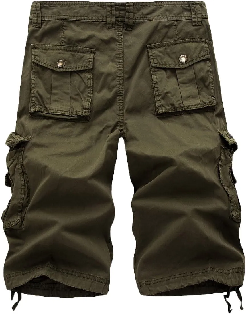 FOURSTEEDS Women's Cotton Loose Fit Zipper Multi-Pockets Twill Bermuda Drawstring Women Cargo Shorts