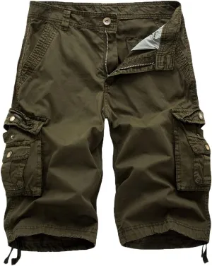 FOURSTEEDS Women's Cotton Loose Fit Zipper Multi-Pockets Twill Bermuda Drawstring Women Cargo Shorts