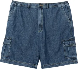 Full Blue Big Men's Cargo Shorts with Expandable Waist