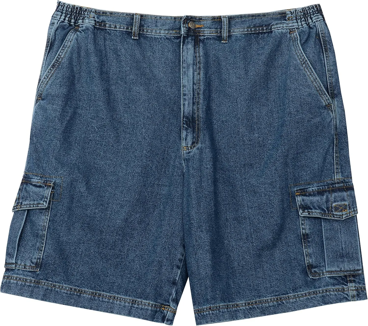Full Blue Big Men's Cargo Shorts with Expandable Waist