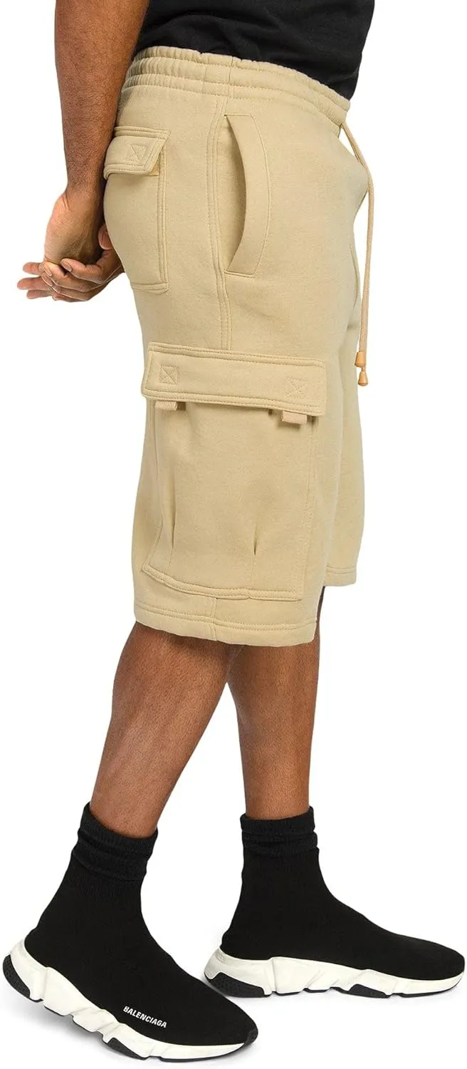 G-Style USA Men's Solid Fleece Heavyweight Cargo Shorts