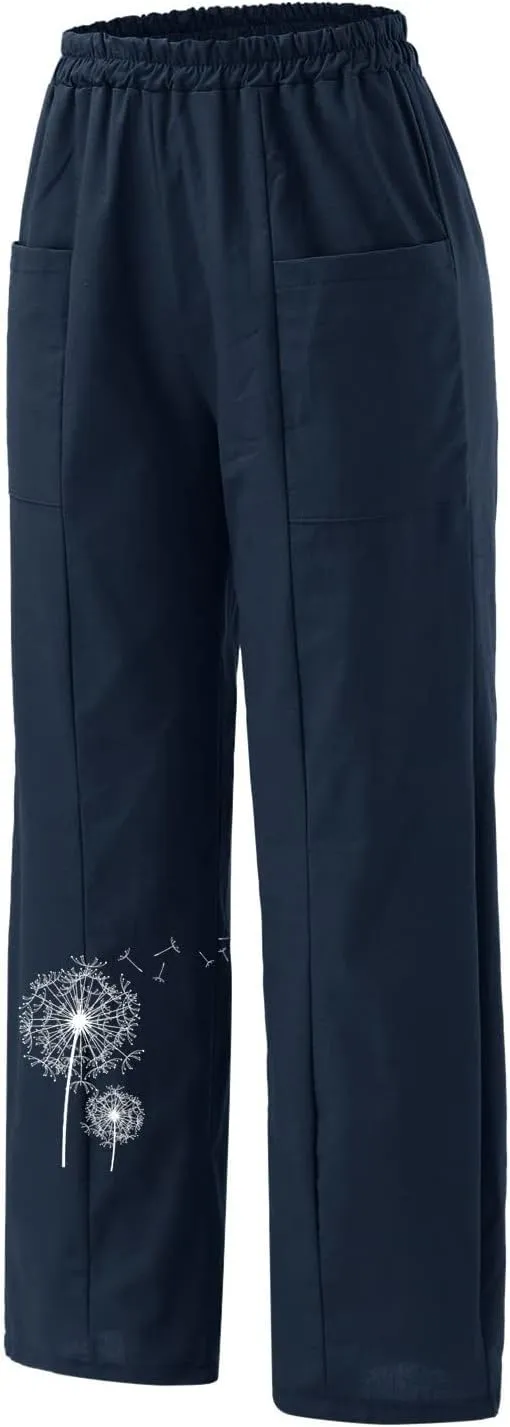 Harem Pants for Women Casual Comfy Cotton Lightweight Summer Beach Yoga Pants Elasitc Trousers Joggers with Pockets