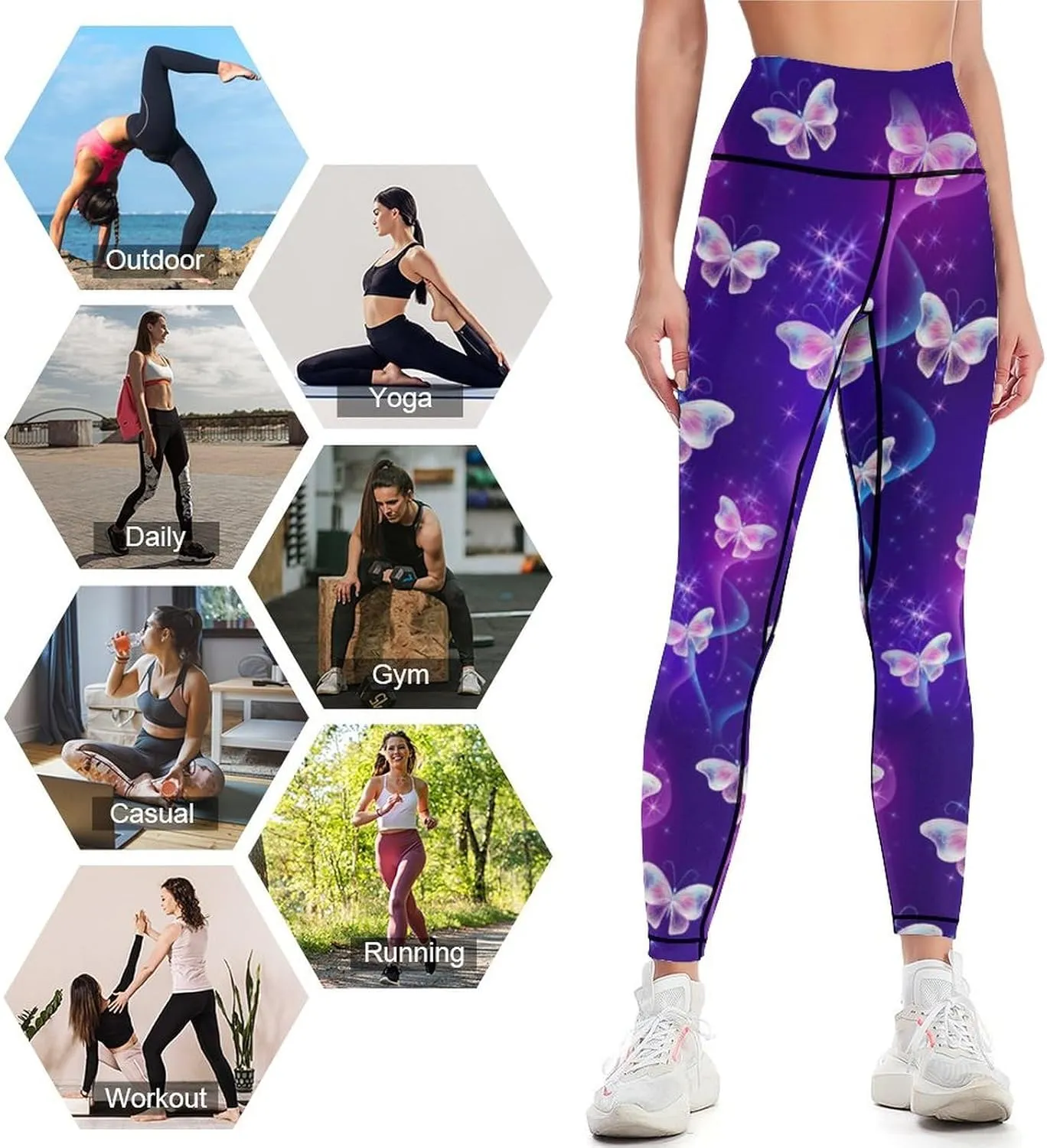 High Waisted Yoga Pants for Women Tummy Control 4 Way Stretch Running Workout Leggings Athletic Yoga Pants