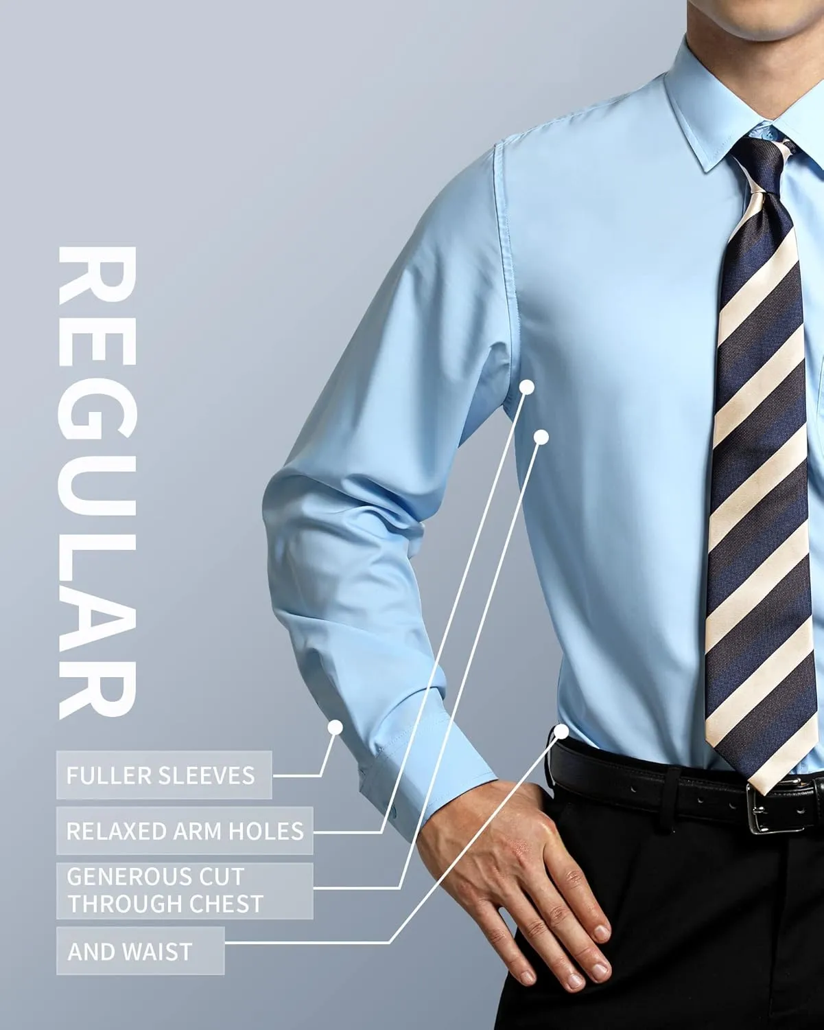 HISDERN Mens Dress Shirts Long Sleeve Button Down Shirts for Men Casual Solid Formal Business Regular Fit Shirt with Pocket